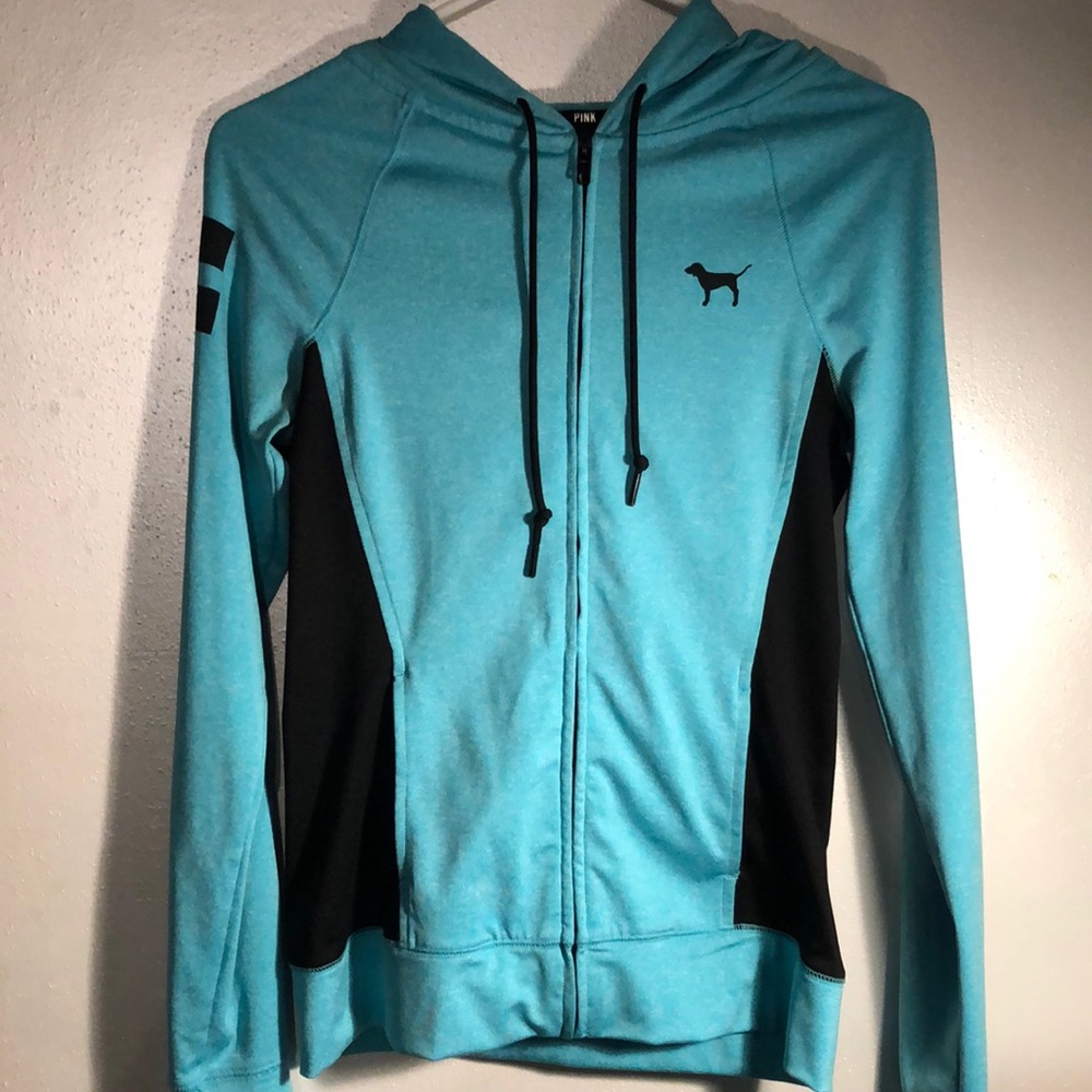 Light blue PINK ULTIMATE zip up hoodie